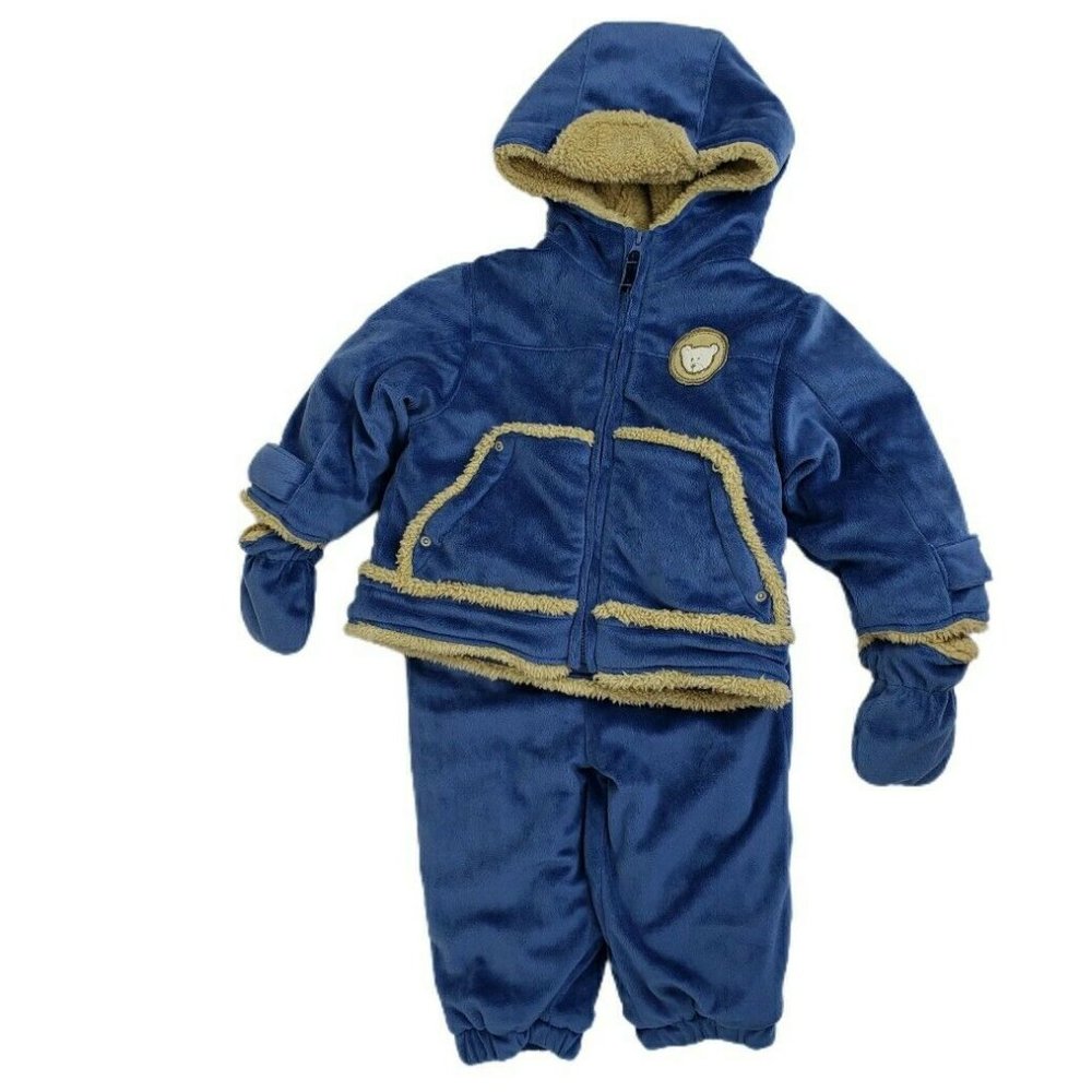 Baby Hawke & Co Jacket Pants Mittens 12 M Blue